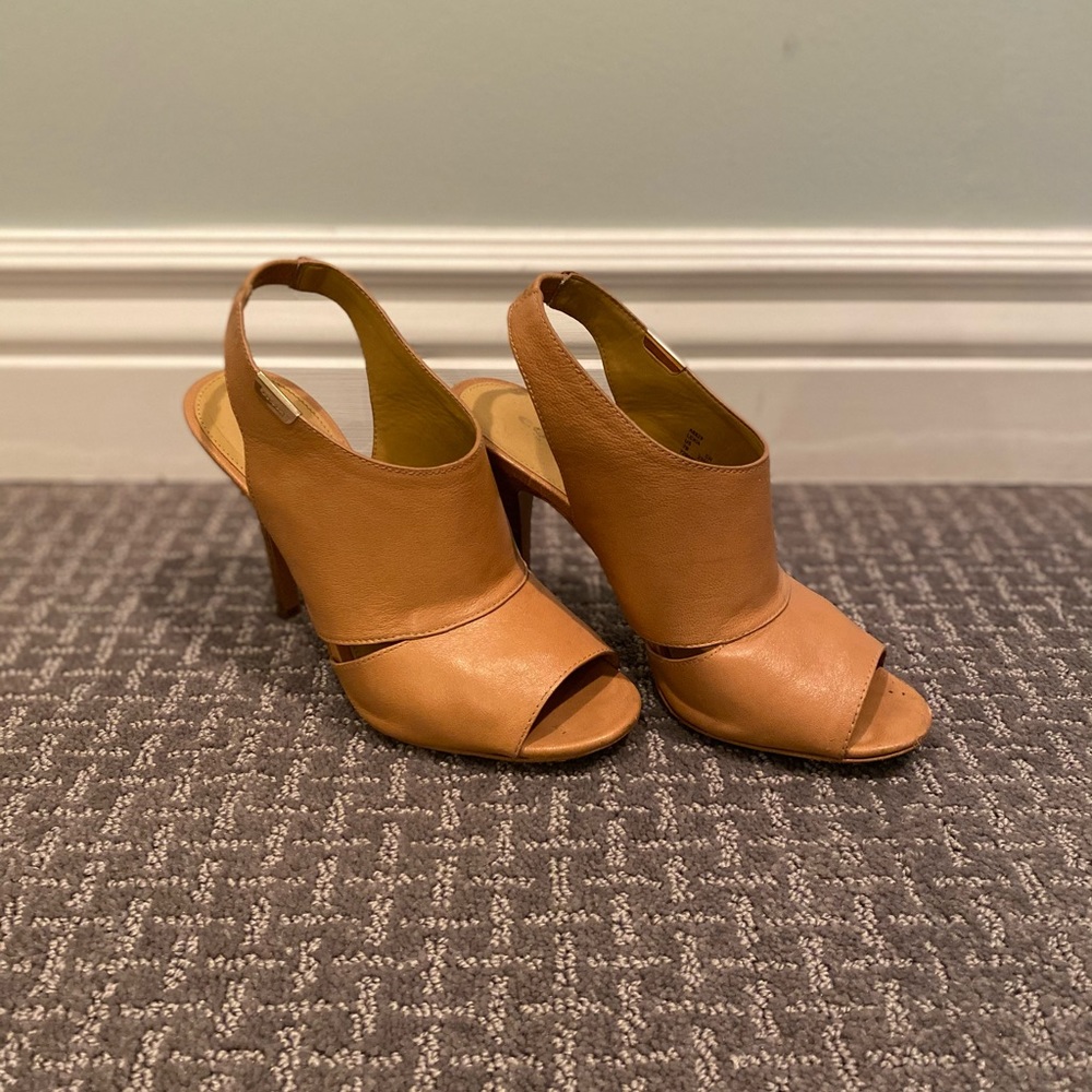 Coach Leather Tan Mule Heels